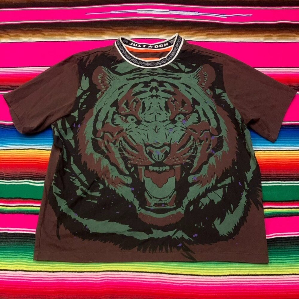 Just‎ Don All City Basketball T Shirt Men's M Tiger Graphic All Over Print Brown
